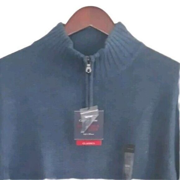 Croft & Barrow Mock Neck Sweater Men XXL Blue Slate Heather 1/4 Zip Up Knit - Picture 3 of 11